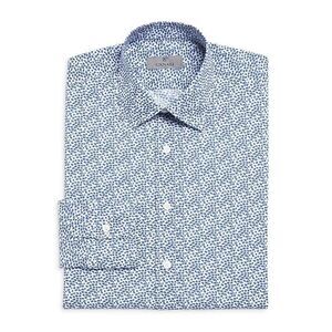 Canali Men's Micro Floral Button Front Shirt - White XXL